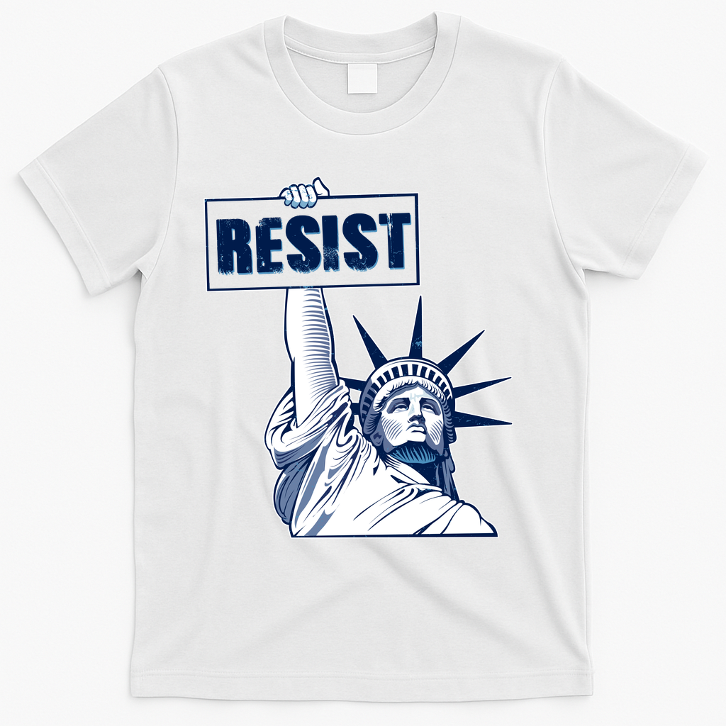 Statue of Liberty Resist Protest Fight T-Shirt - White