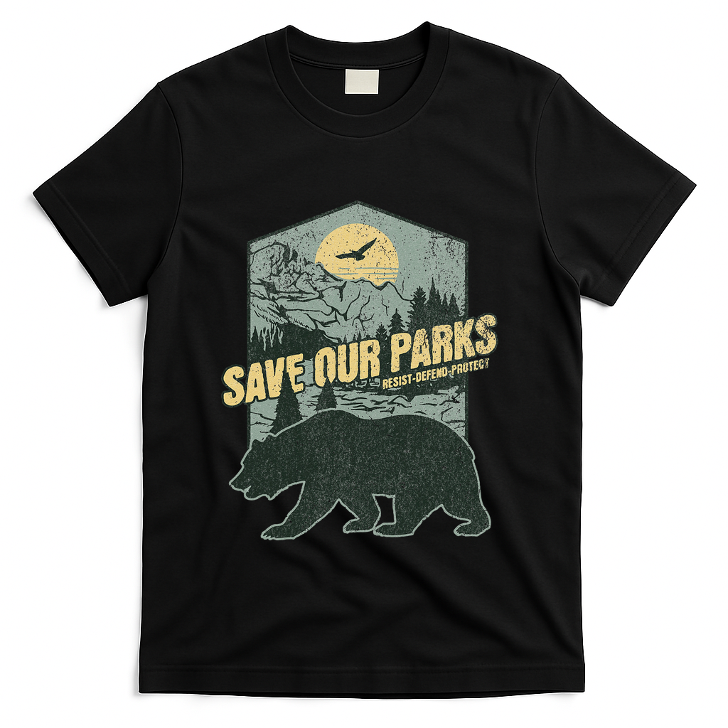 Save Our National Parks Resist Bear Anti Trump Alt Us Parks Gift T-Shirt - Black