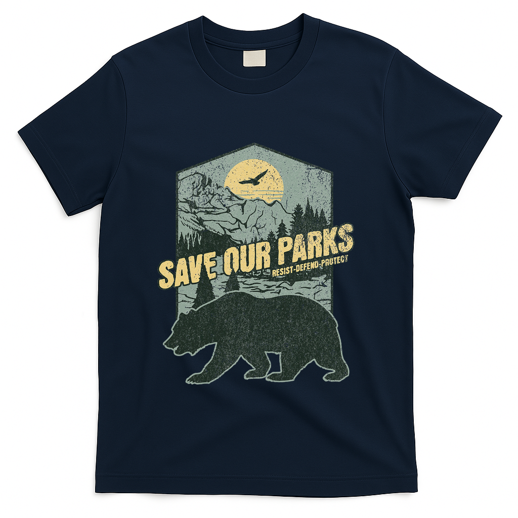 Save Our National Parks Resist Bear Anti Trump Alt Us Parks Gift T-Shirt - Navy