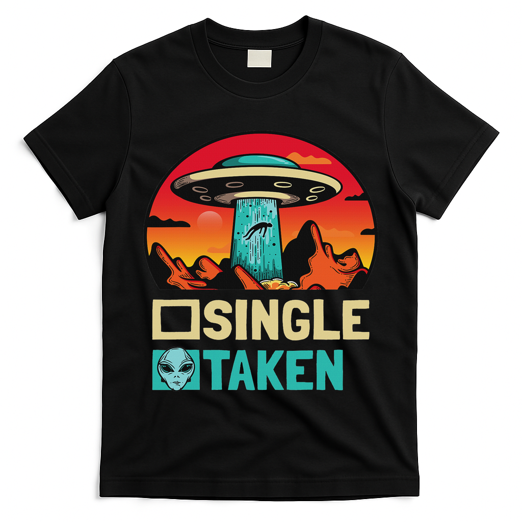 Single Or Taken Funny Alien Ufo Valentine's Day T-Shirt