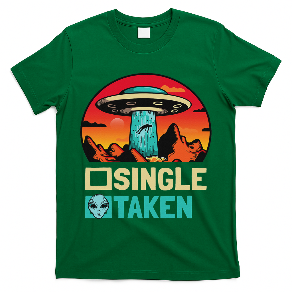 Single Or Taken Funny Alien Ufo Valentine's Day T-Shirt