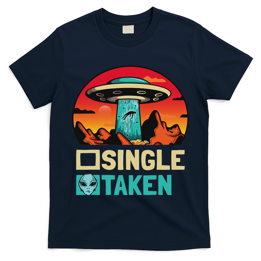 Single Or Taken Funny Alien Ufo Valentine's Day T-Shirt
