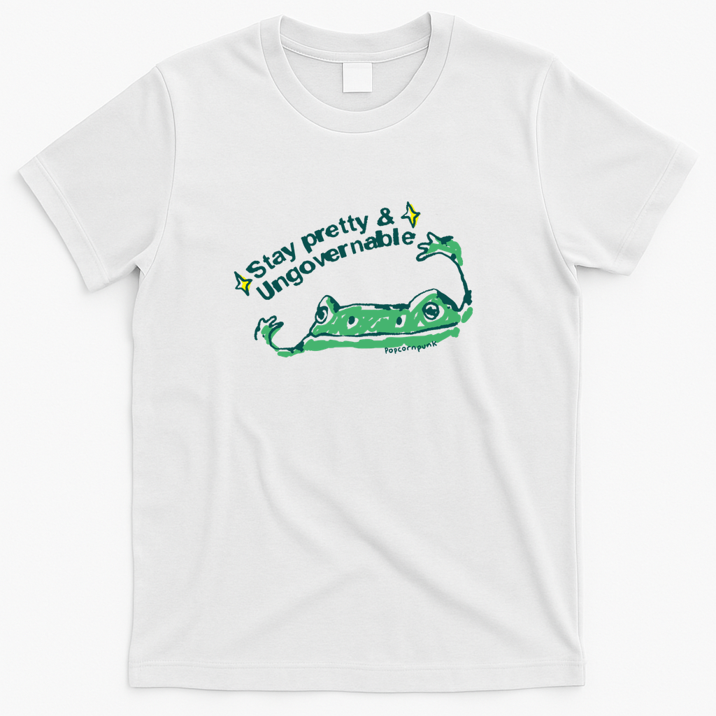 Stay pretty and ungovernable frog - White