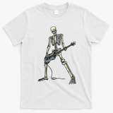 Skeleton Playing Bass For Bassist And Bass Guitar Players T-Shirt - White