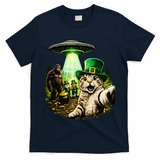 St Patricks Day Cat Selfie Leprechaun Bigfoot UFO T-Shirt
