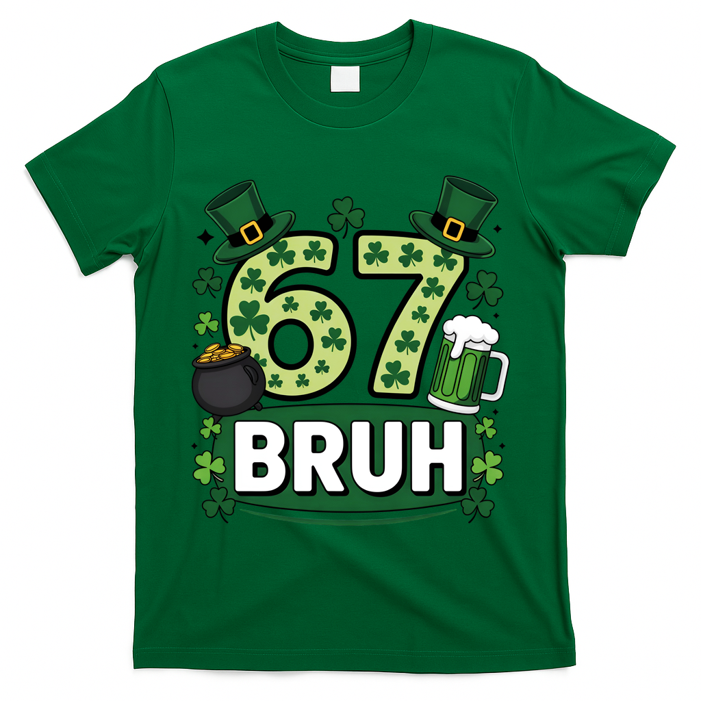 St Patrick?? Day 67 Bruh Viral Meme 6-7 T-Shirt