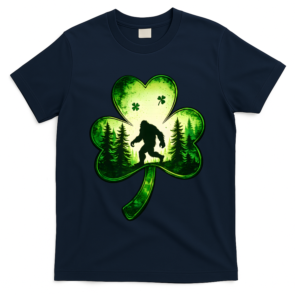 St Patricks Day Bigfoot Sasquatch Irish Clover Shamrock T-Shirt