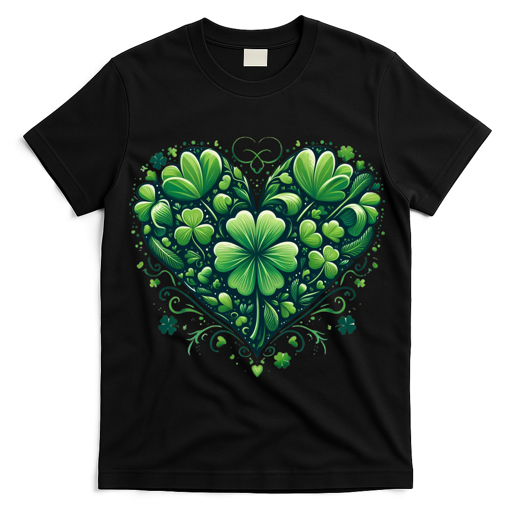 St Patrick's Day Shamrock Clover Heart T-Shirt