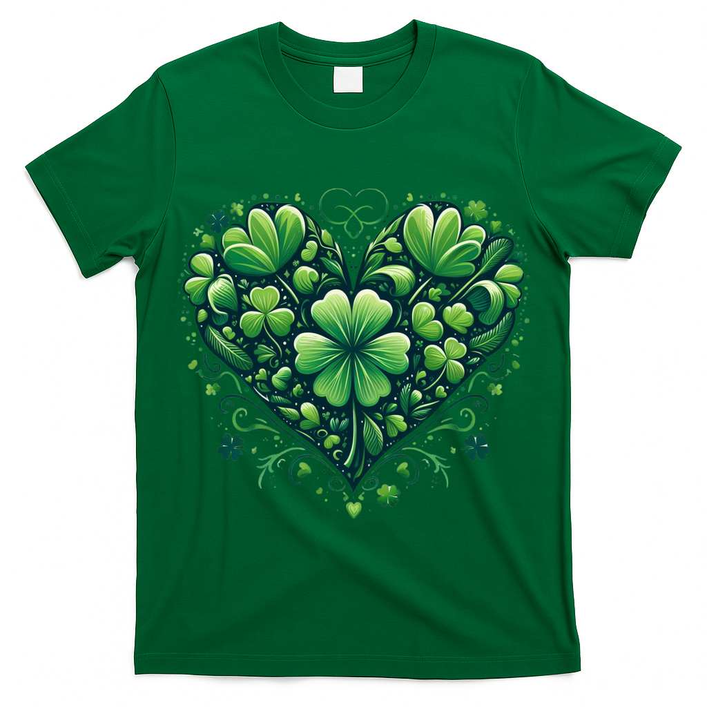 St Patrick's Day Shamrock Clover Heart T-Shirt