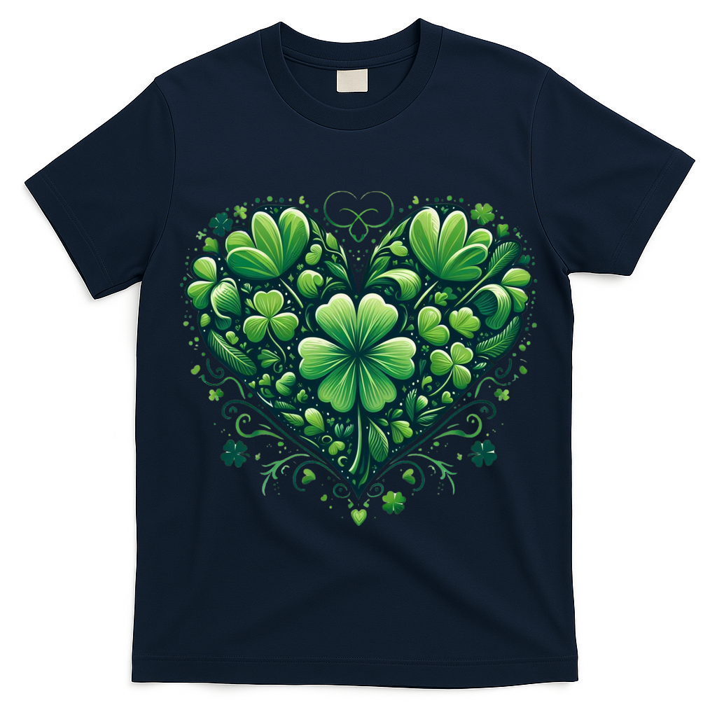 St Patrick's Day Shamrock Clover Heart T-Shirt