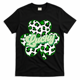 St Patricks Day Lucky Leopard Print Shamrock Clover T-Shirt