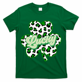 St Patricks Day Lucky Leopard Print Shamrock Clover T-Shirt