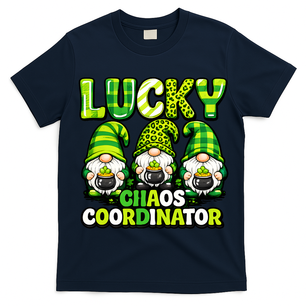 St Patrick's Day Lucky Chaos Coordonator Shamrock Irish Gnomes T-Shirt
