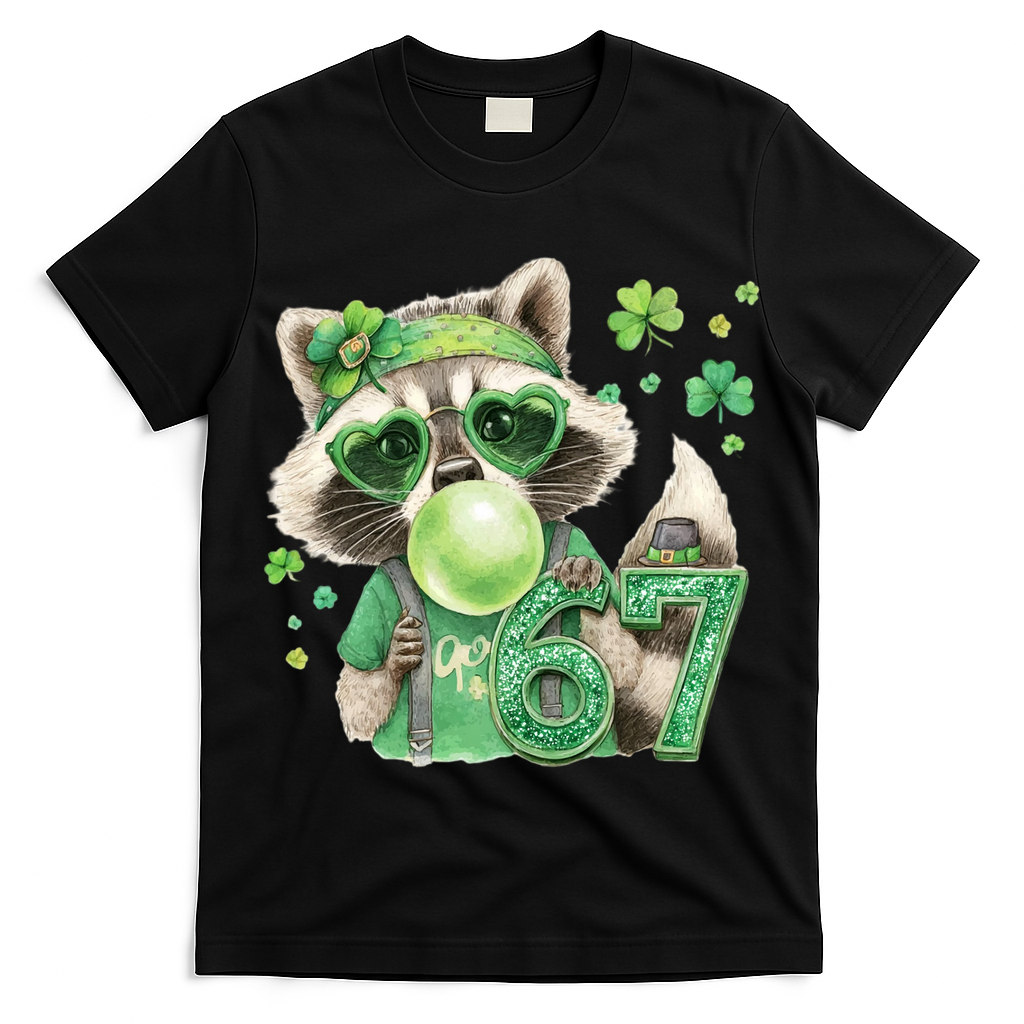 St Patrick?? Day 67 Raccoon Viral Meme T-Shirt