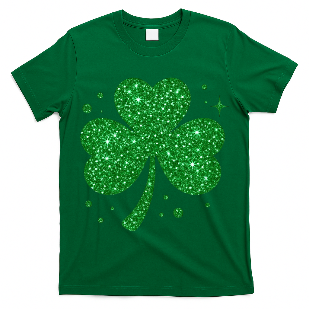 St Patrick's Day Glittery Shamrock Clover T-Shirt