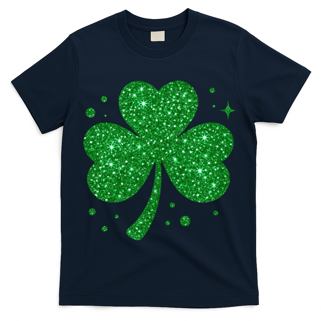St Patrick's Day Glittery Shamrock Clover T-Shirt