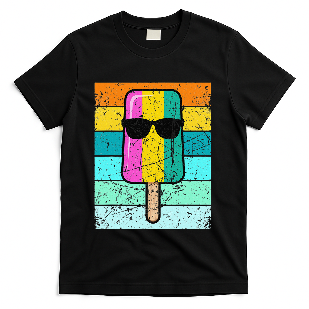 Summer Popsicle Funny Ice Cream Beach Pool Party T-Shirt - Black