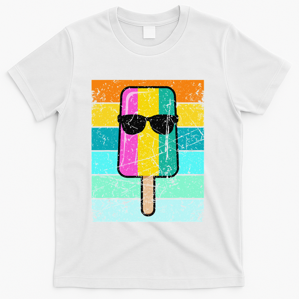 Summer Popsicle Funny Ice Cream Beach Pool Party T-Shirt - White