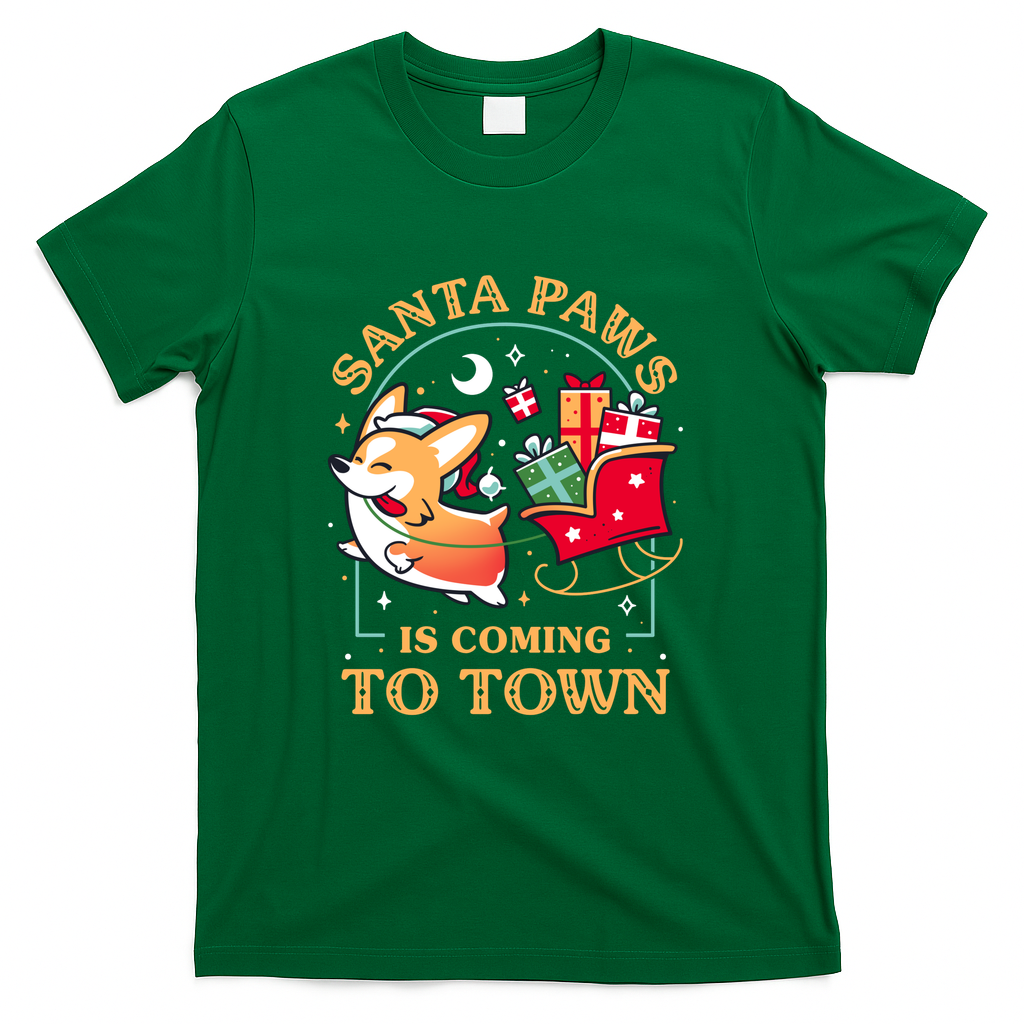 Santa Paws Is Coming to Town – Xmas Corgi - Green