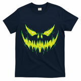 Scary Pumpkin Jack O Lantern Face Halloween T-Shirt - Navy