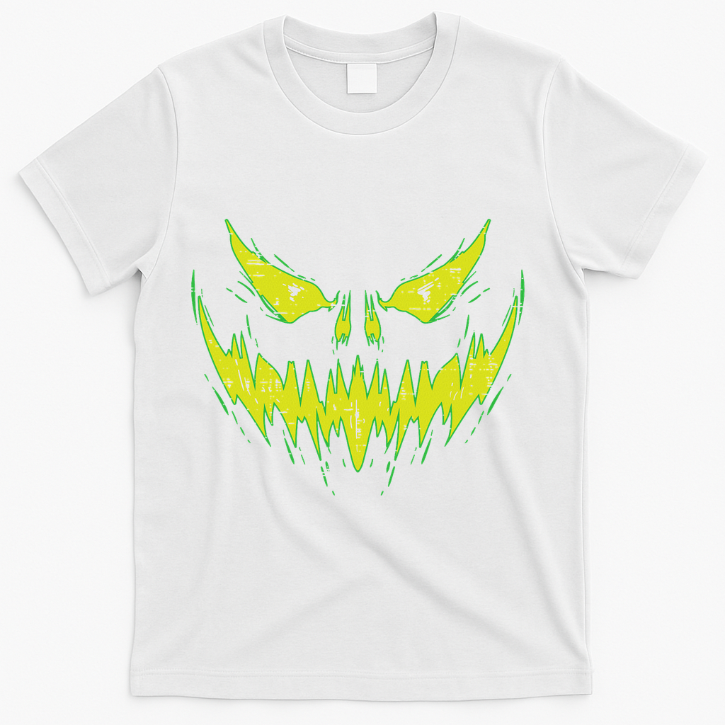 Scary Pumpkin Jack O Lantern Face Halloween T-Shirt - White
