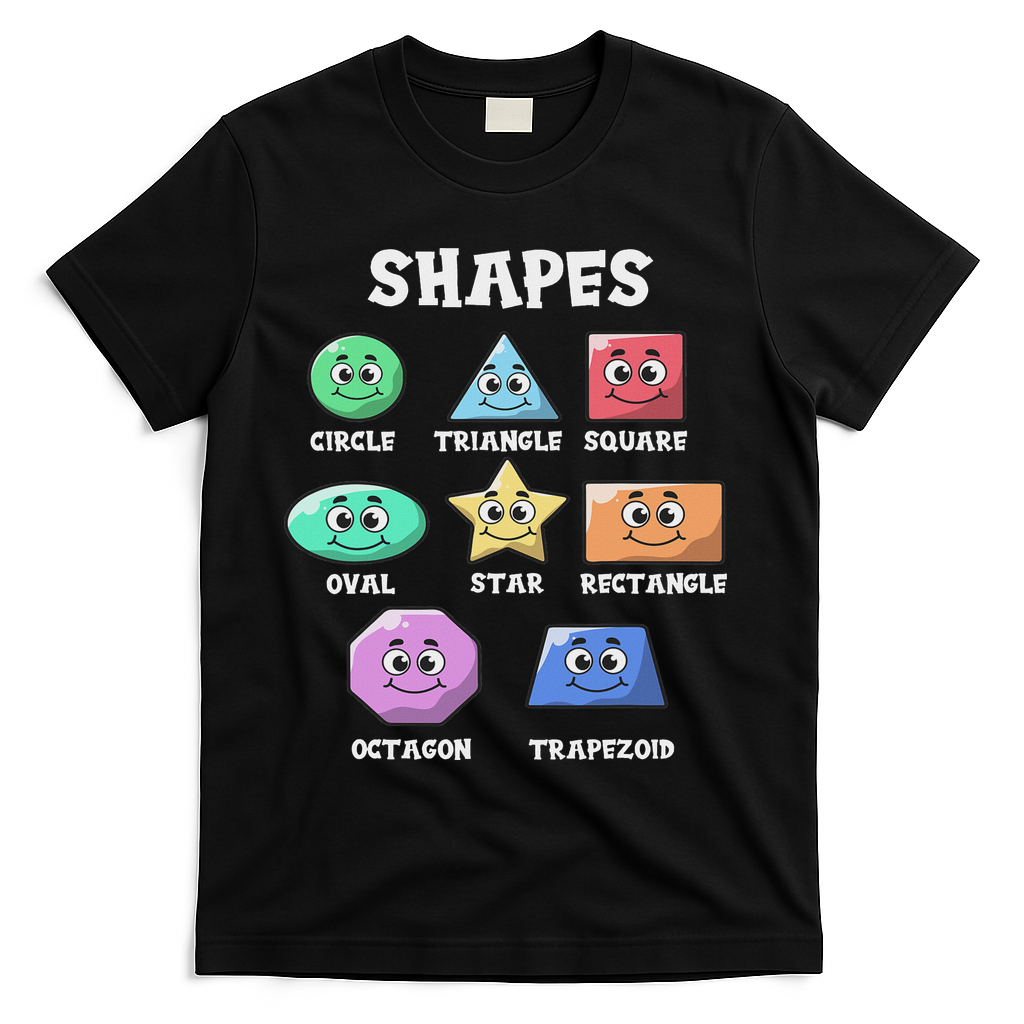 Shapes Pre K Kindergarten Teacher Back To School Gift T-Shirt - Black