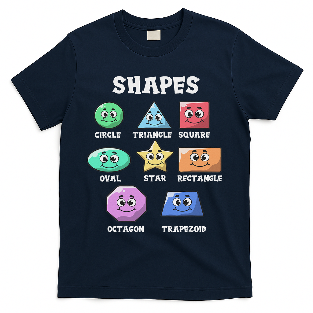 Shapes Pre K Kindergarten Teacher Back To School Gift T-Shirt - Navy