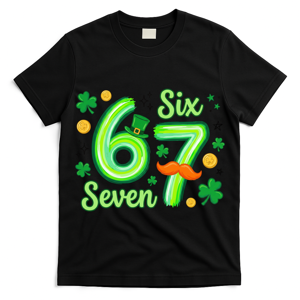 St Patrick's Lucky 67 Six Seven 6-7 Meme T-Shirt
