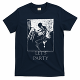 Skeleton Playing Piano Lets Party Halloween T-Shirt - Navy Blue