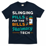 Slinging Pills Pharmacy Tech Vintage Technician Pharmacist T-Shirt - Navy