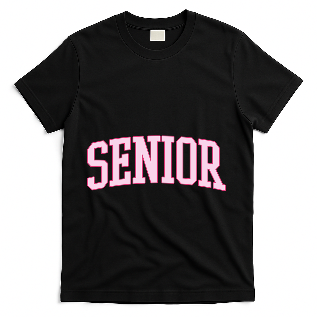 Senior Pink Retro Graduation T-Shirt - Black