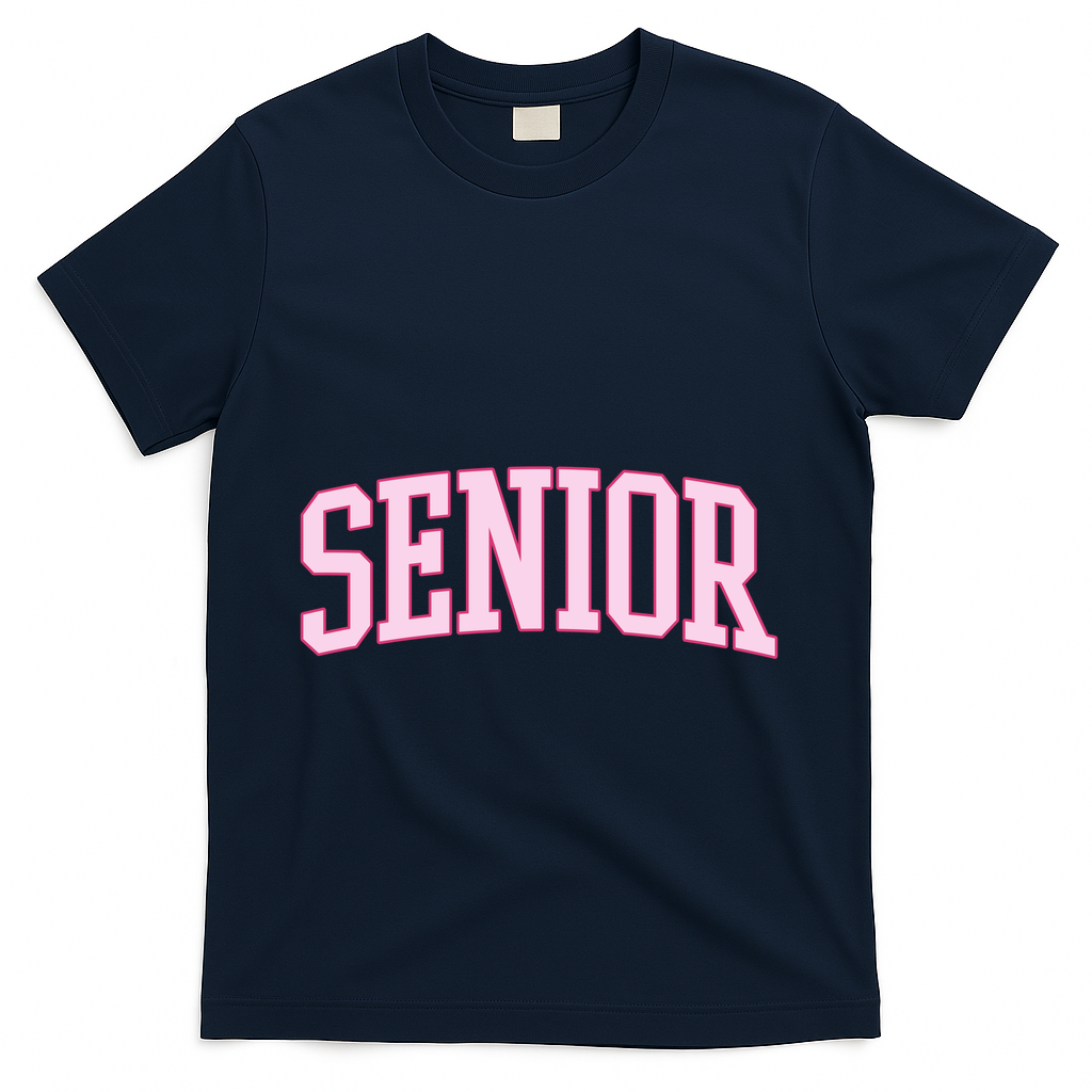 Senior Pink Retro Graduation T-Shirt - Navy