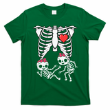 Skeleton Pregnancy Twins XRay Pregnant Halloween T-Shirt - Irish Green