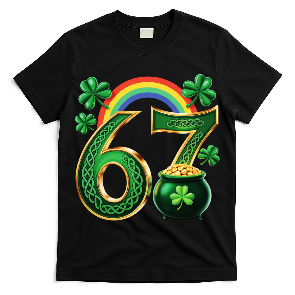 Shamrock Rainbow 67 St Patrick?? Day 6-7 Meme T-Shirt