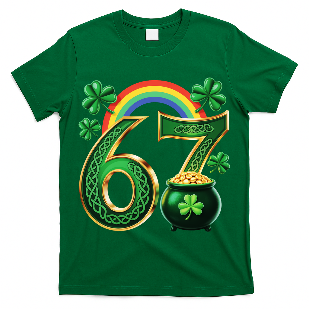 Shamrock Rainbow 67 St Patrick?? Day 6-7 Meme T-Shirt
