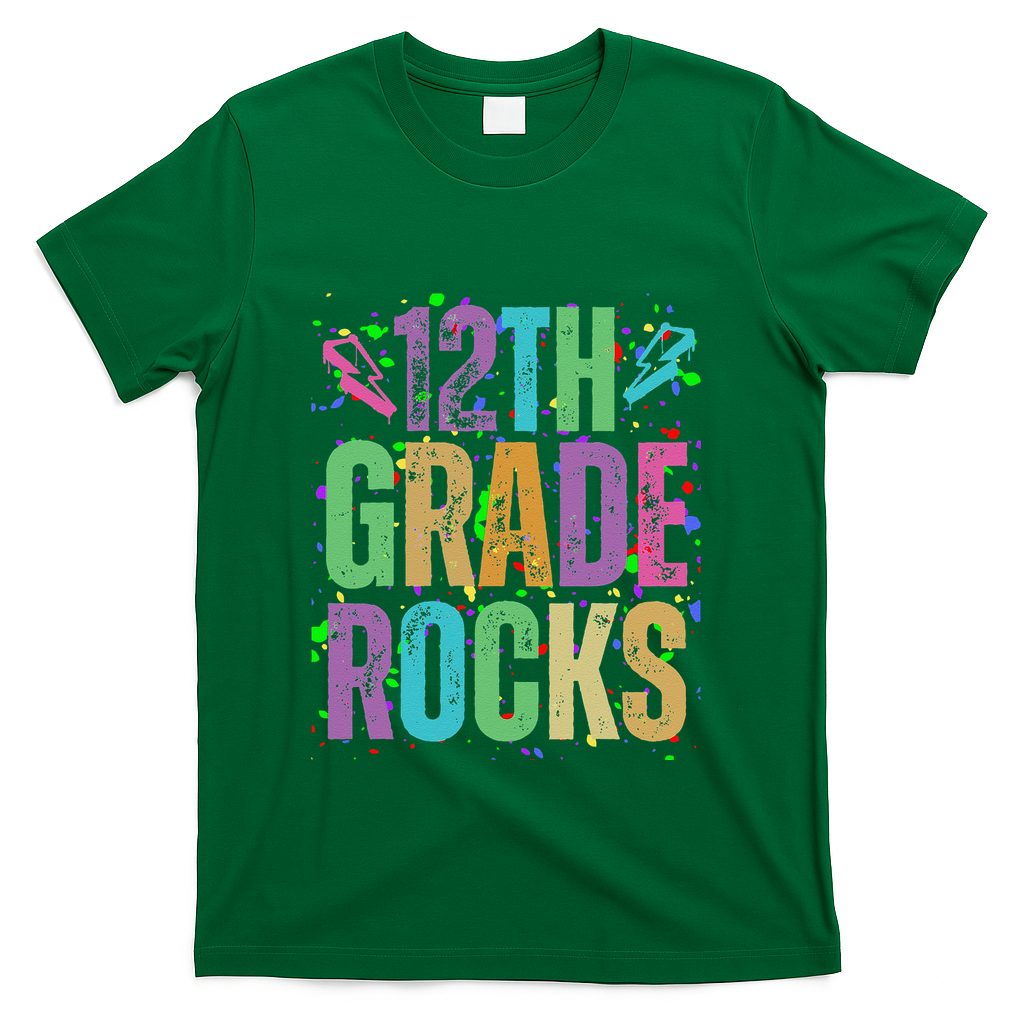 School Rocks Back To School Rockin 12th Grade Rocks T-Shirt - Green