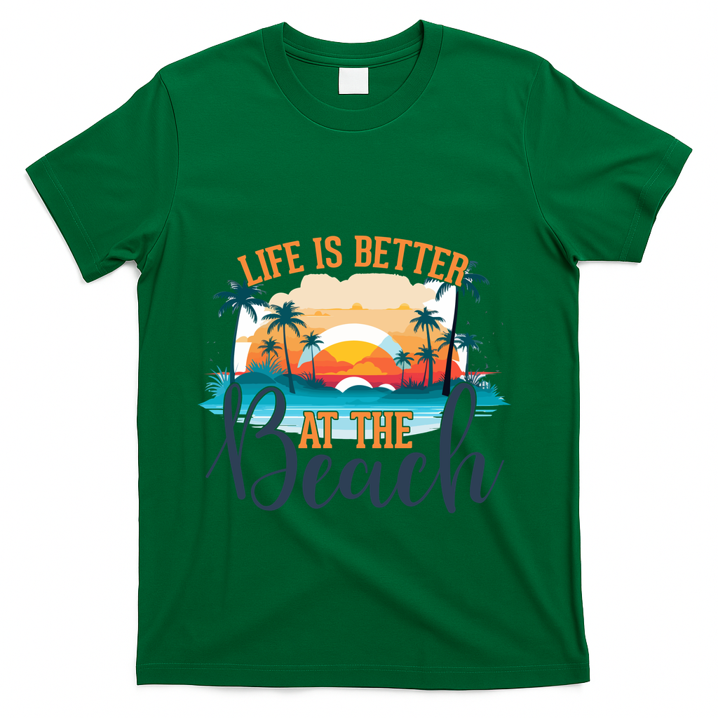 Summer Retro Beach Vibes Graphic T-Shirt - Green