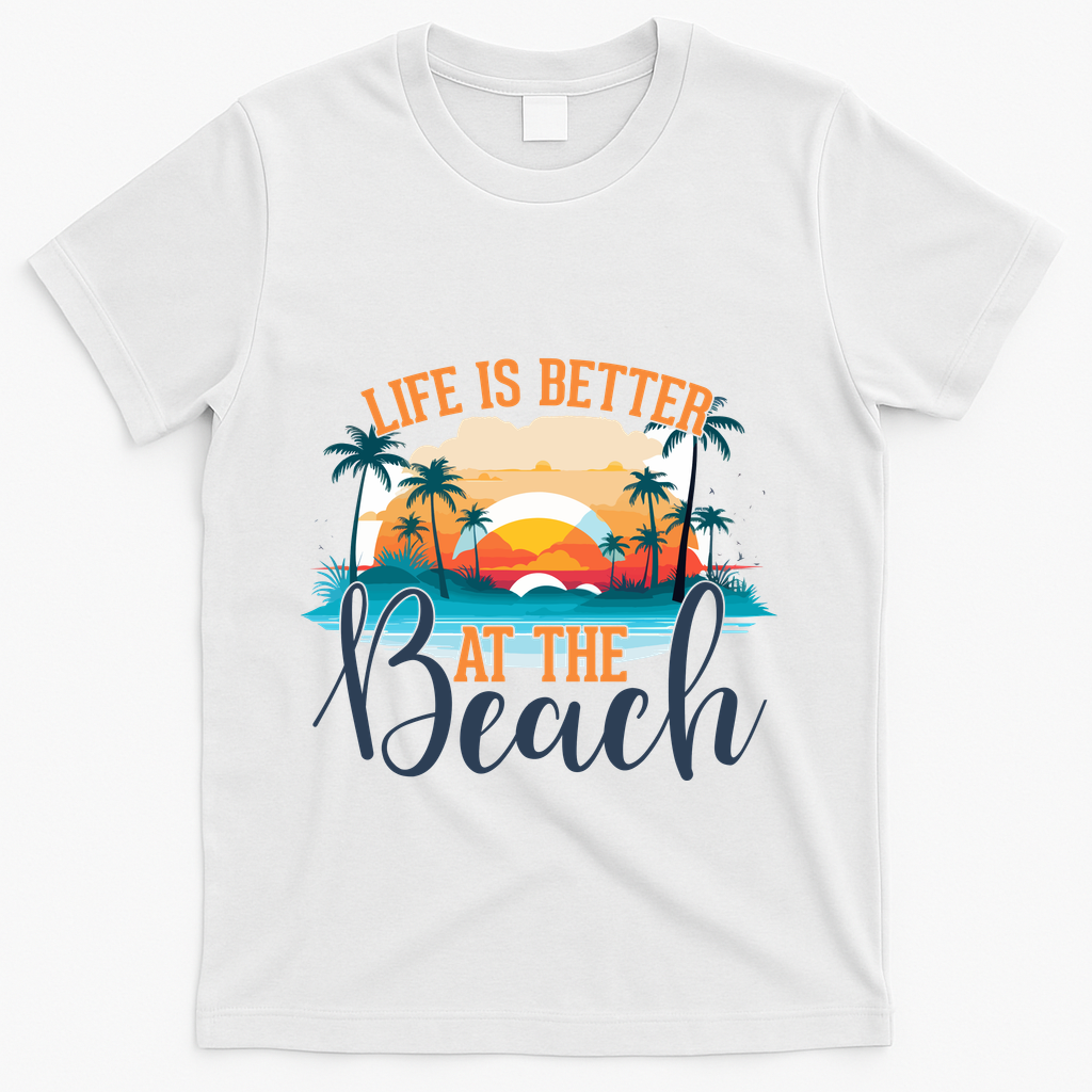Summer Retro Beach Vibes Graphic T-Shirt - White