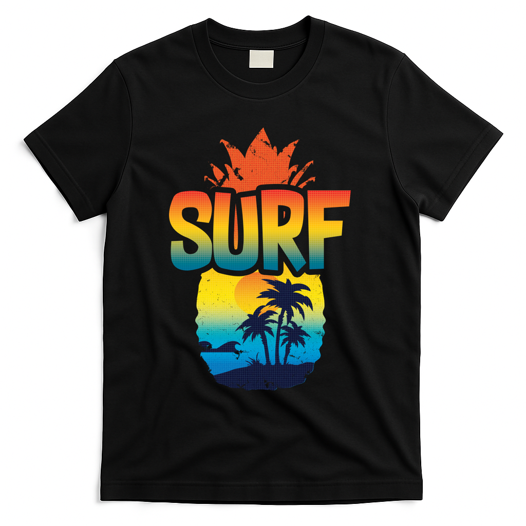 Pineapple Summer Surf T-Shirt - Black