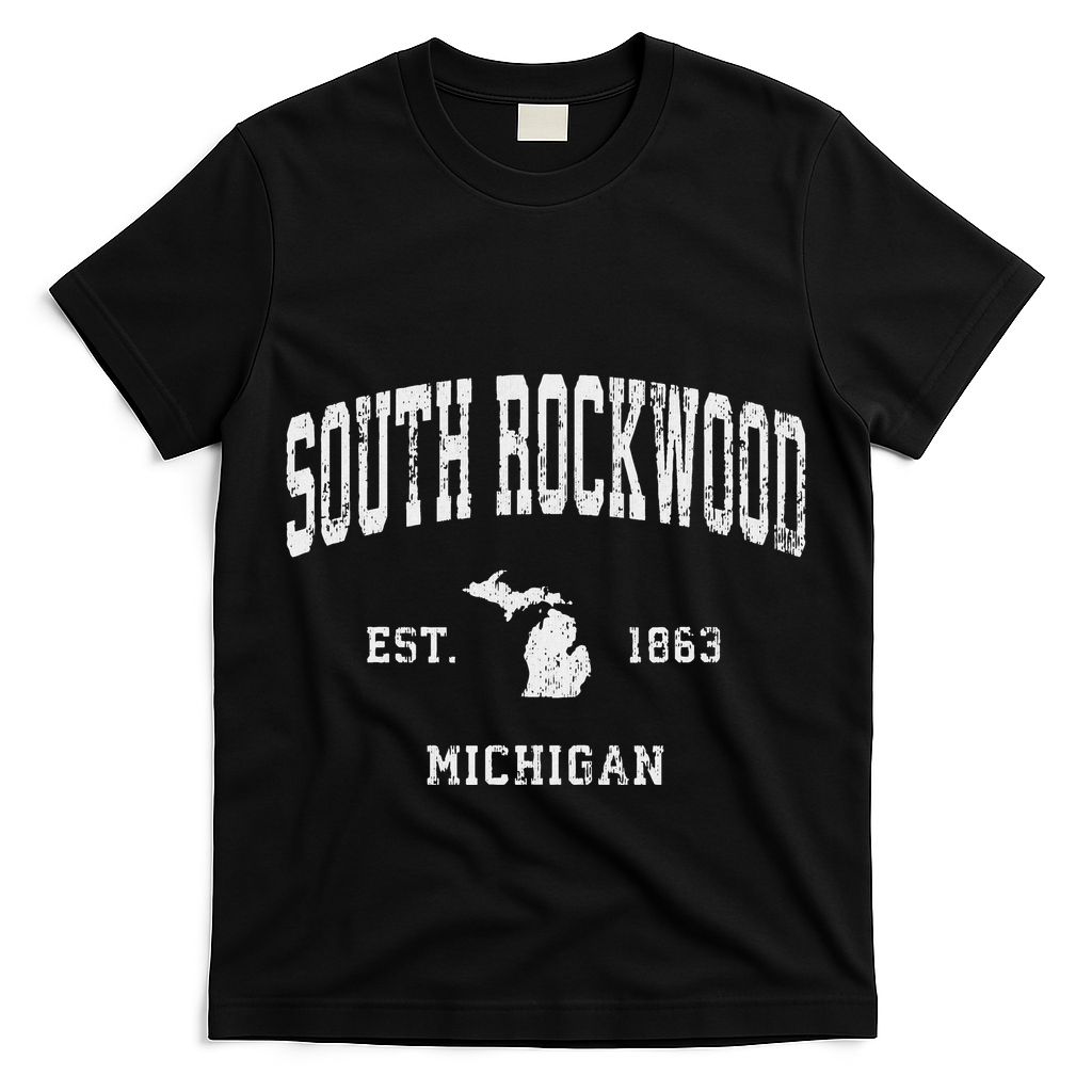 South Rockwood Michigan Mi Vintage Athletic Sports Design T-Shirt