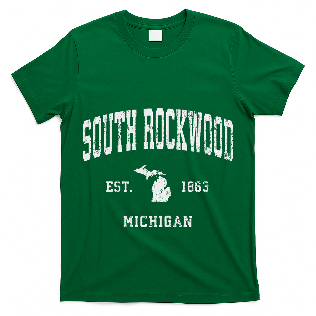 South Rockwood Michigan Mi Vintage Athletic Sports Design T-Shirt