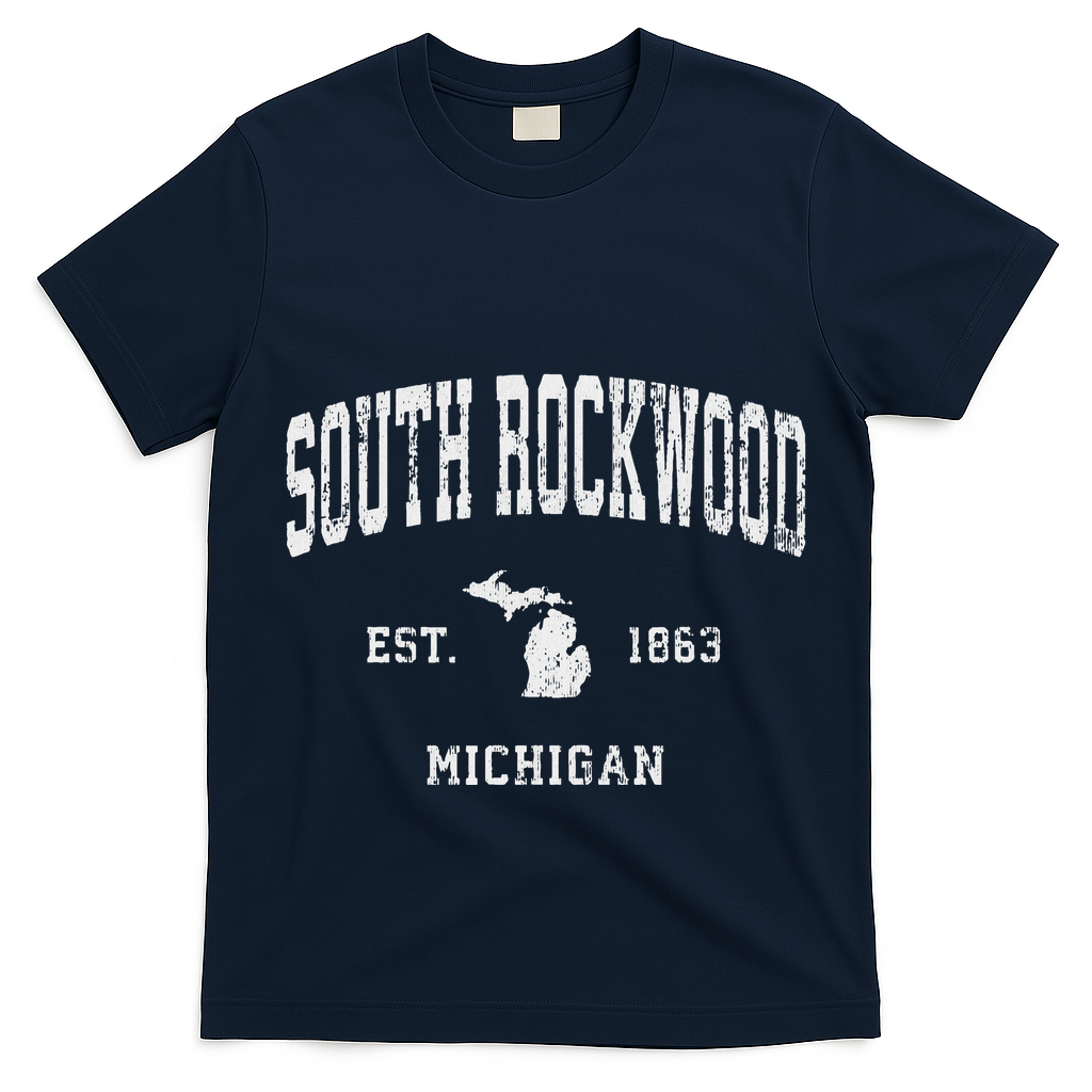 South Rockwood Michigan Mi Vintage Athletic Sports Design T-Shirt
