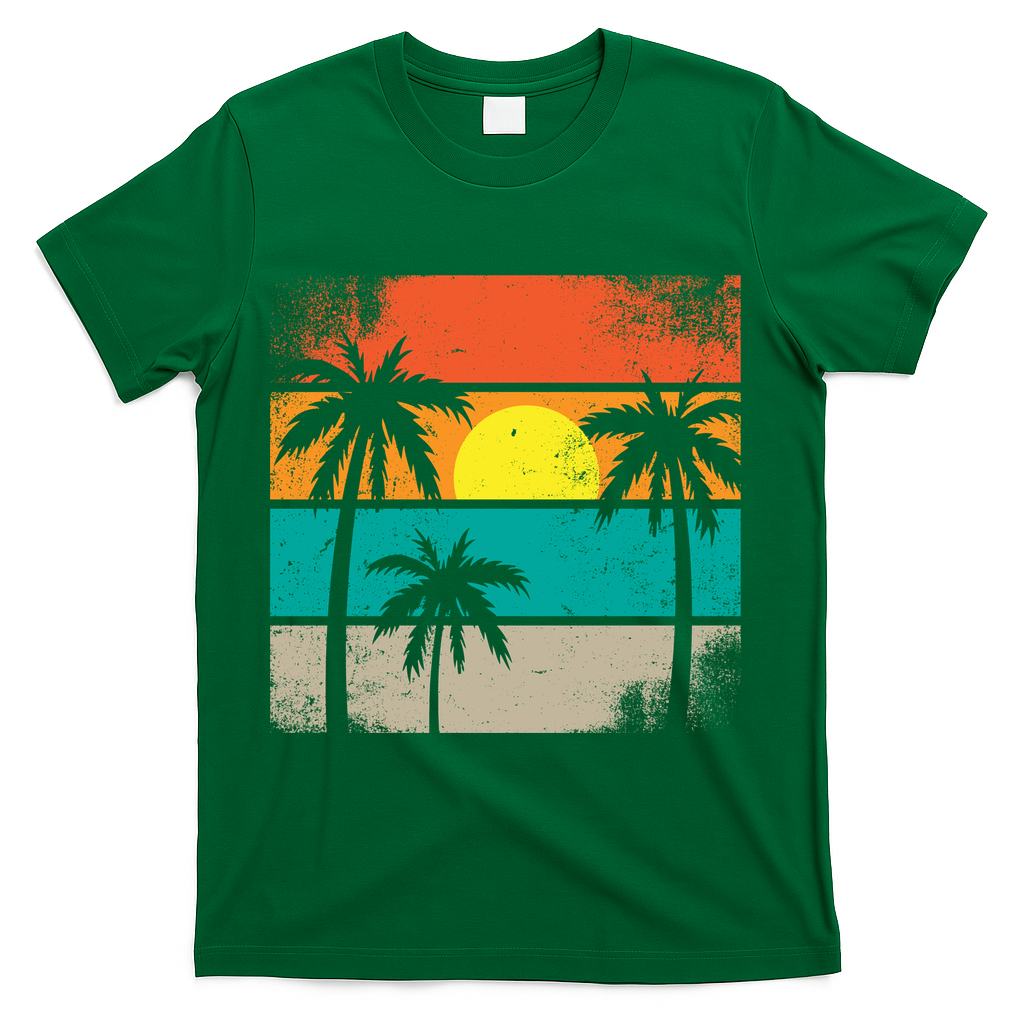 Summer Retro Palm Trees Tropical T-Shirt - Green