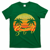 Summer Retro Sunset Tropical T-Shirt - Green