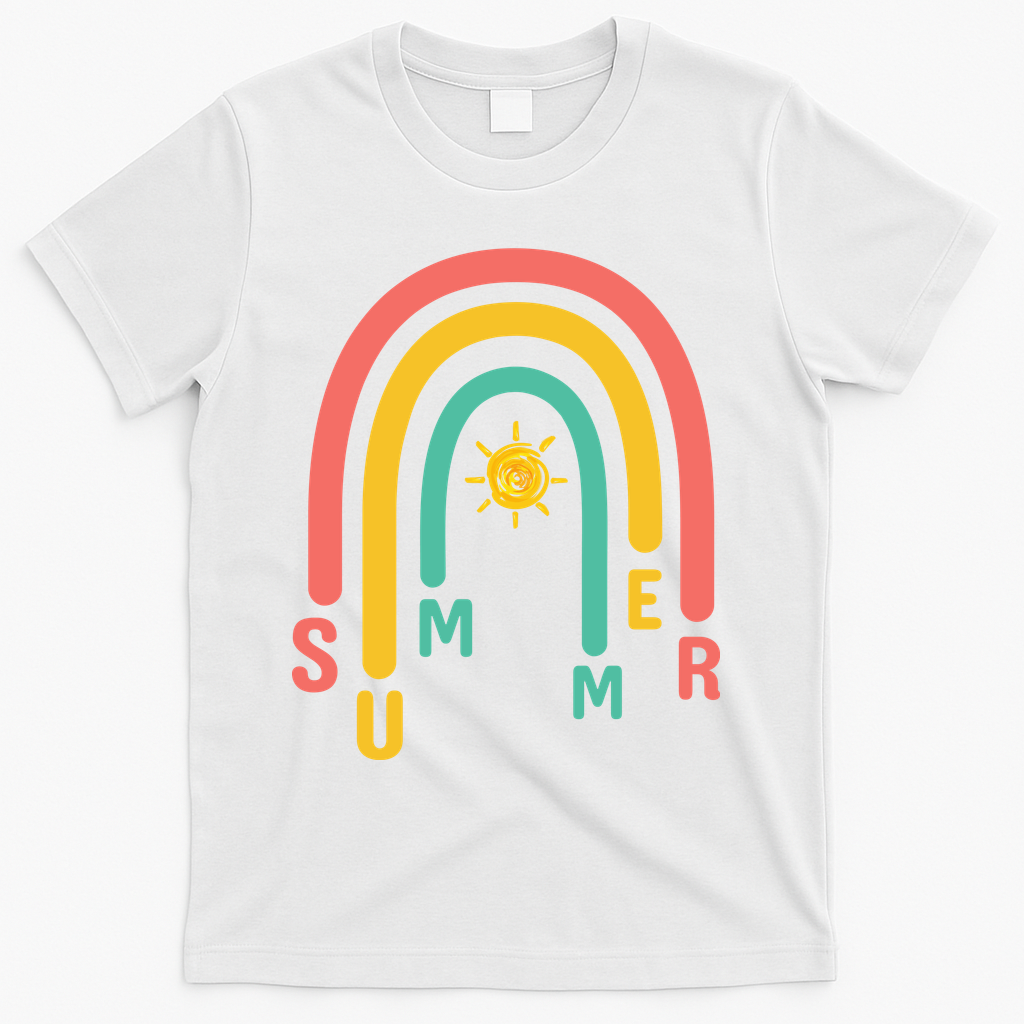 Summer Rainbow Sunshine Cute T-Shirt - White