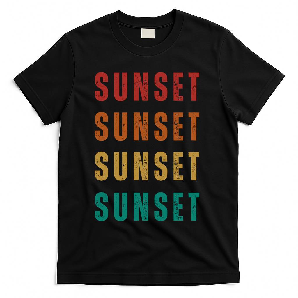 Sunset Retro Vintage Summer T-Shirt - Black