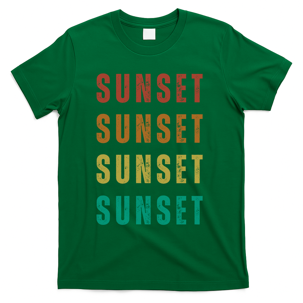 Sunset Retro Vintage Summer T-Shirt - Green