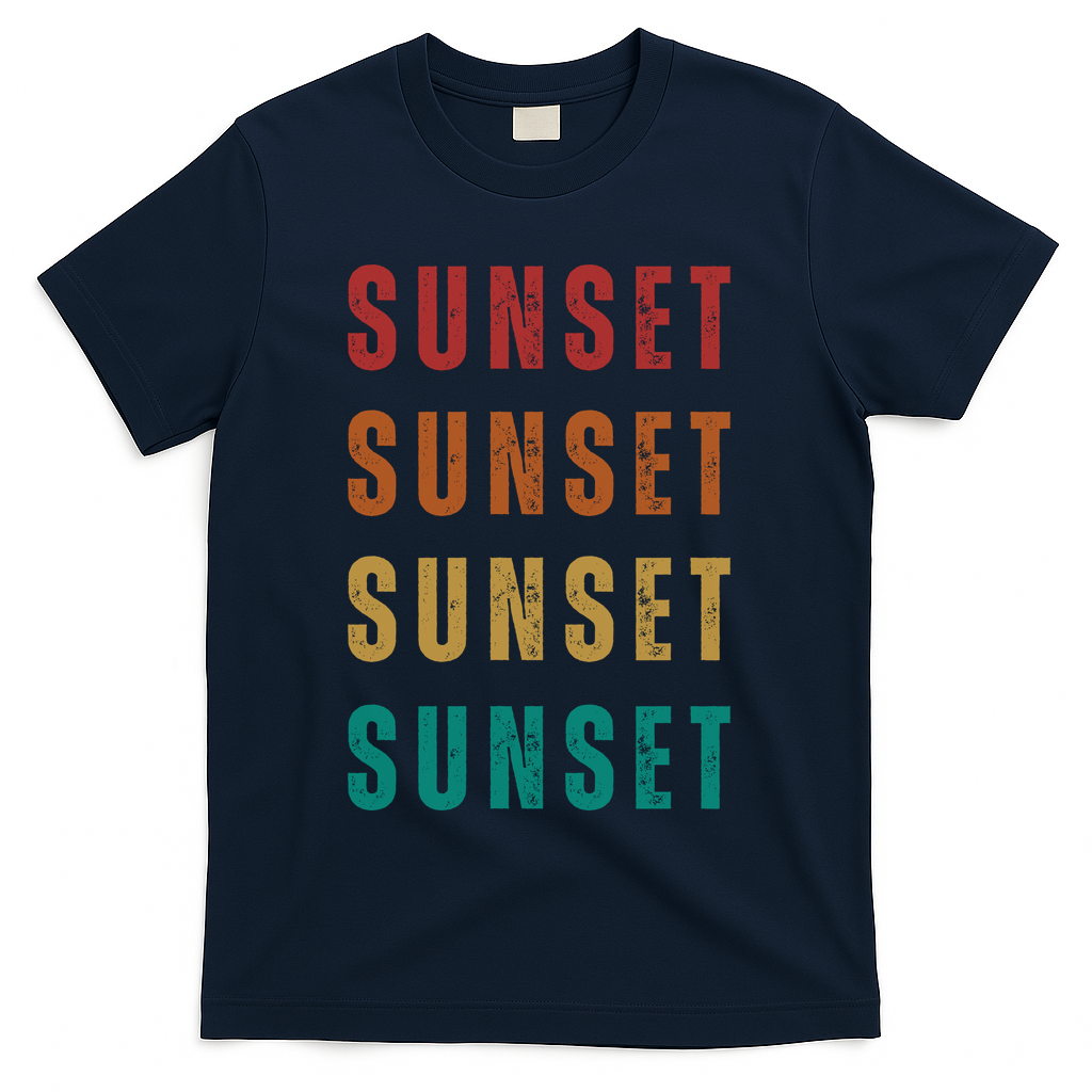 Sunset Retro Vintage Summer T-Shirt - Navy