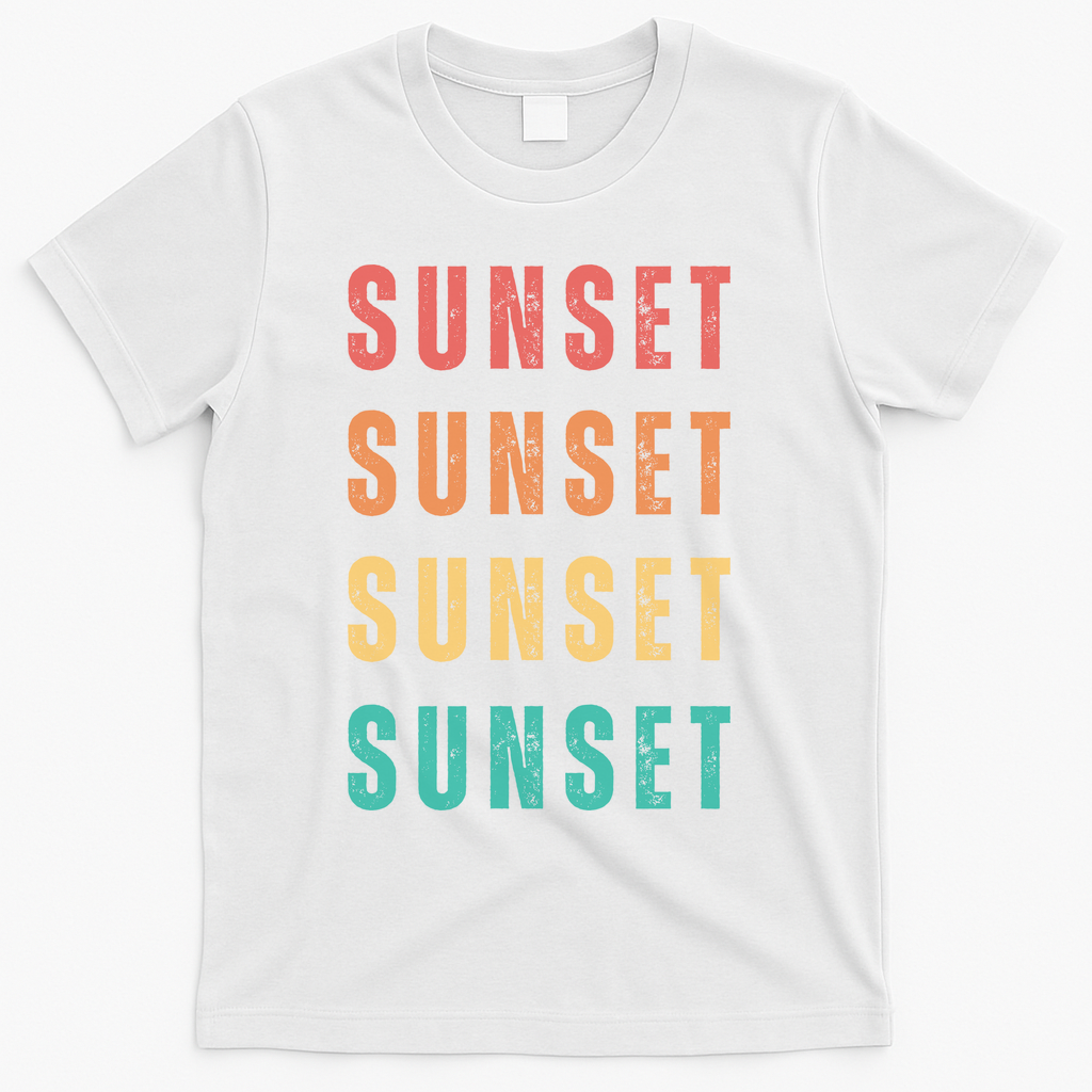 Sunset Retro Vintage Summer T-Shirt - White