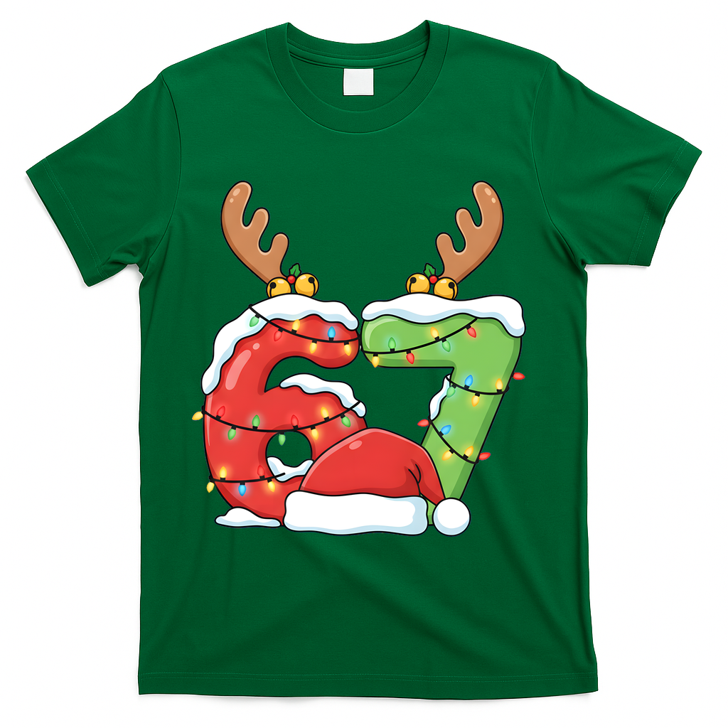 Six Seven 67 Funny Teacher Christmas T-Shirt - Green